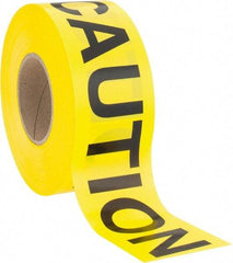 NMC - 1,000' Long x 3" Wide Roll, Polyethylene, Black & Yellow Barricade Tape - Message: CAUTION - USA Tool & Supply