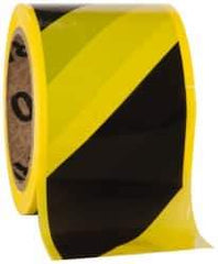 NMC - 200' Long x 3" Wide Roll, Polyethylene, Black & Yellow Barricade Tape - USA Tool & Supply