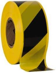 NMC - 1,000' Long x 3" Wide Roll, Polyethylene, Black & Yellow Barricade Tape - USA Tool & Supply