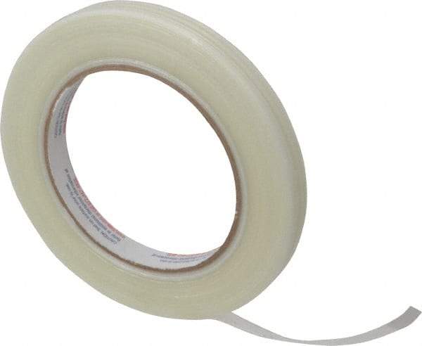 Intertape - 1/2" x 60 Yd Natural (Color) Rubber Adhesive Strapping Tape - Polyethylene Film Backing, 4 mil Thick, 100 Lb Tensile Strength, Series RG300 - USA Tool & Supply