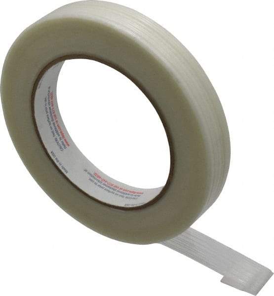 Intertape - 3/4" x 60 Yd Natural (Color) Rubber Adhesive Strapping Tape - Polyethylene Film Backing, 4 mil Thick, 100 Lb Tensile Strength, Series RG300 - USA Tool & Supply