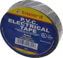 Value Collection - 3/4" x 60', Black Vinyl Electrical Tape - 7 mil Thick - USA Tool & Supply