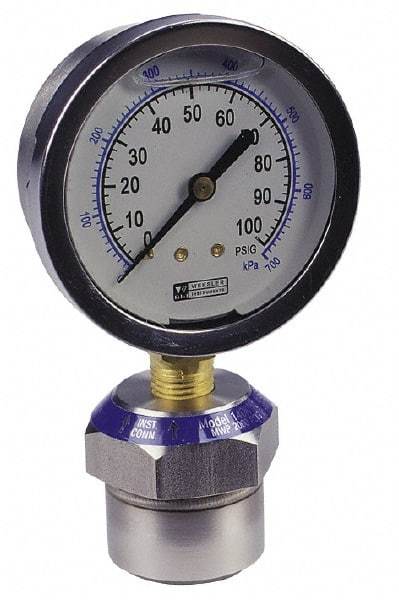 Value Collection - 600 Max psi, 2-1/2 Inch Dial Diameter, Stainless Steel Pressure Gauge Guard and Isolator - 2.5% Accuracy, 18-8 Material Grade - USA Tool & Supply