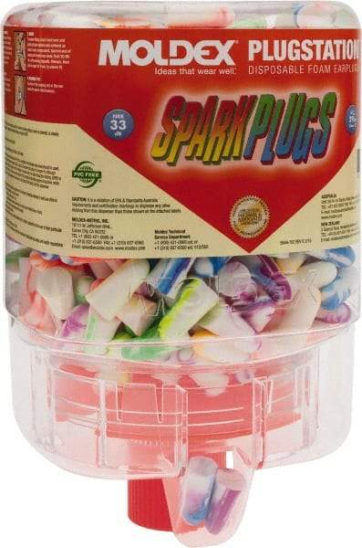 Moldex - One Touch Disposable Non-Refillable Earplug Dispenser with 33 dB Earplugs - Assorted Color Earplugs, 250 Pairs, Includes Mounting Hardware - USA Tool & Supply