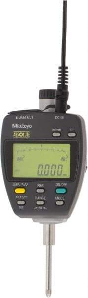 Mitutoyo - 0 to 1" Range, 0.00005, 0.0001, 0.0005 & 0.001" Graduation, Electronic Drop Indicator - Accurate to 0.00012", English & Metric System, LCD Display - USA Tool & Supply