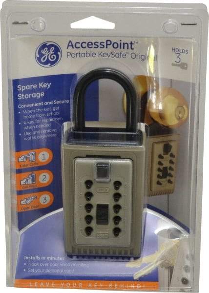 Supra - Push Button Combination, Portable Key Safe - Brass Finish - USA Tool & Supply