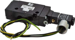 Parker - 1/4" Inlet x 1/4" Outlet, Single Solenoid Actuator, Air Return, 2 Position, Body Ported Solenoid Air Valve - 120 VAC Input, 88 CFM, 1.4 CV, 4 Way, 145 psi, 5-3/4" Long x 1.15" Wide x 3.97" High, 0 to 160°F - USA Tool & Supply