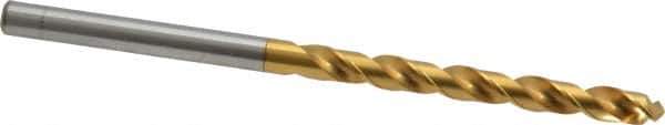 OSG - #22 130° Vanadium High Speed Steel Jobber Drill - TiN Finish, Right Hand Cut, Spiral Flute, Straight Shank, 75mm OAL, Standard Point - USA Tool & Supply