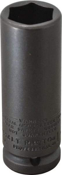 Proto - 3/4" Drive 1" Deep Thin Wall Impact Socket - 6 Points, 4" OAL - USA Tool & Supply