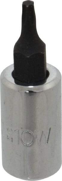Proto - 1/4" Drive, T10 Torx Bit Socket - 1-1/2" OAL - USA Tool & Supply
