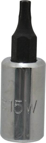 Proto - 1/4" Drive, T15 Torx Bit Socket - 1-1/2" OAL - USA Tool & Supply