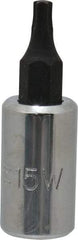 Proto - 1/4" Drive, T15 Torx Bit Socket - 1-1/2" OAL - USA Tool & Supply