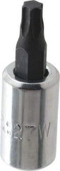 Proto - 1/4" Drive, T27 Torx Bit Socket - 1-1/2" OAL - USA Tool & Supply