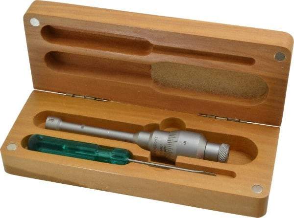 SPI - 0.425 to 0.5", 2" Gage Depth, Mechanical Inside Hole Micrometer - 0.0001" Graduation, 0.0002" Accuracy, Ratchet Stop Thimble - USA Tool & Supply