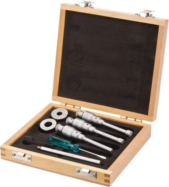 SPI - 0.275 to 1/2", Carbide, Mechanical Inside Micrometer Set - 0.0001" Graduation, 4" Extension Rod Length, (2) Setting Rings Included - USA Tool & Supply