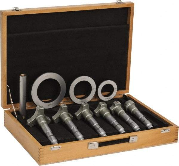 SPI - 1.6 to 4", Carbide, Hole Mechanical Inside Micrometer Set - 0.0002" Graduation, 6" Extension Rod Length, (3) Setting Rings Included - USA Tool & Supply