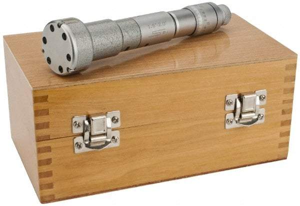 SPI - 1.6 to 2", 3.54" Gage Depth, Mechanical Inside Hole Micrometer - 0.0002" Graduation, 0.00025" Accuracy, Ratchet Stop Thimble - USA Tool & Supply