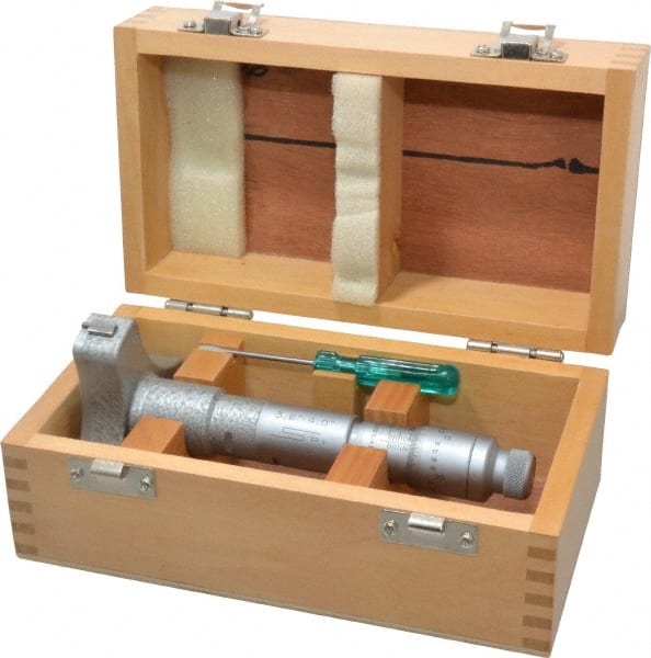 SPI - 3.6 to 4", 3.54" Gage Depth, Mechanical Inside Hole Micrometer - 0.0002" Graduation, 0.00025" Accuracy, Ratchet Stop Thimble - USA Tool & Supply