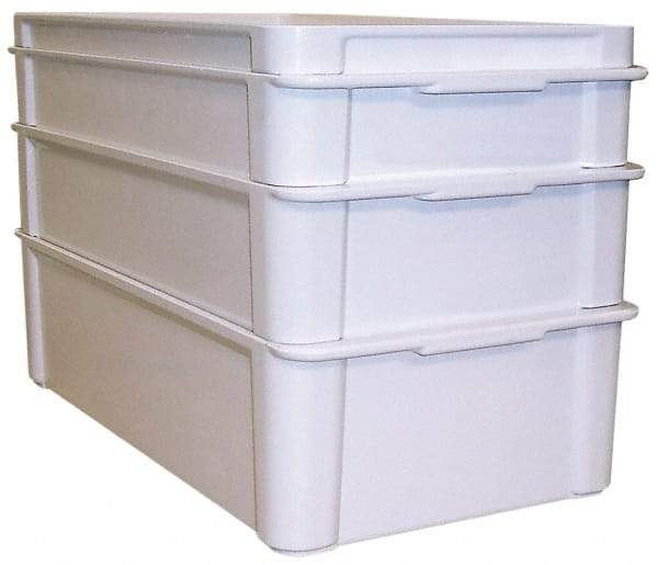 MFG Tray - 200 Lb Load Capacity White Fiberglass Tote Container - Stacking, 23.4" Long x 12" Wide x 3.1" High - USA Tool & Supply