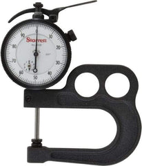 Starrett - 0 to 1 Inch Measurement, 0.001 Inch Graduation, 2-1/2 Inch Throat Depth, Dial Thickness Gage - 2-1/4 Inch Dial Diameter - USA Tool & Supply