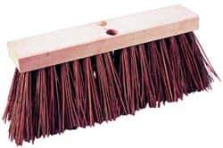 PRO-SOURCE - 14" Rough Surface Palmyra Push Broom - 6-1/4" Bristle Length, Wood Block, Tapered Handle Connection, Handle Sold Separately - USA Tool & Supply