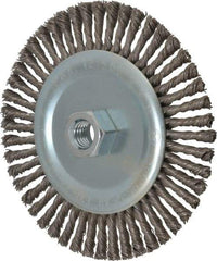 Anderson - 6" OD, 5/8-11 Arbor Hole, Knotted Steel Wheel Brush - 3/16" Face Width, 1-1/8" Trim Length, 0.02" Filament Diam, 12,500 RPM - USA Tool & Supply