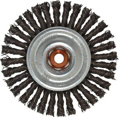 Anderson - 4" OD, M10x1.50 Arbor Hole, Knotted Steel Wheel Brush - 1/4" Face Width, 7/8" Trim Length, 0.02" Filament Diam, 20,000 RPM - USA Tool & Supply