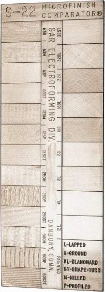 GAR - 2 to 500 micro Inch Surface Finish, Nickel, Surface Finish Comparator - 22 Specimens, 5-3/8 Inch Overall Length x 2 Inch Overall Width, Includes Instructions and Case - USA Tool & Supply
