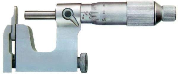 Value Collection - 25 to 50 mm Range, Carbide Face, Satin Chrome Coated, Mechanical Multi Anvil Micrometer - Friction Thimble, 0.01 mm Graduation, 0.0001 Inch Accuracy - USA Tool & Supply