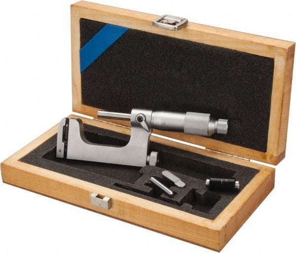 Value Collection - 1 to 2 Inch Range, Carbide Face, Satin Chrome Coated, Mechanical Multi Anvil Micrometer - Friction Thimble, 0.001 Inch Graduation, 0.0001 Inch Accuracy - USA Tool & Supply