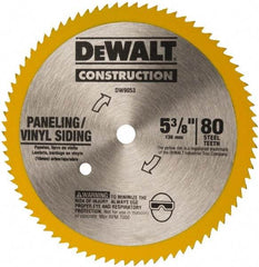 DeWALT - 5-3/8" Diam, 10mm Arbor Hole Diam, 80 Tooth Wet & Dry Cut Saw Blade - Steel, Standard Round Arbor - USA Tool & Supply