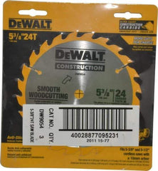 DeWALT - 5-3/8" Diam, 10mm Arbor Hole Diam, 24 Tooth Wet & Dry Cut Saw Blade - Carbide-Tipped, Smooth Action, Standard Round Arbor - USA Tool & Supply