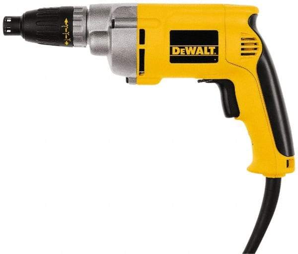 DeWALT - Pistol Grip Handle, 2,500 RPM, 132 In/Lb Torque, Electric Screwdriver - 1/4" Bit Holder, 110 Volts, 6.5 Amps - USA Tool & Supply