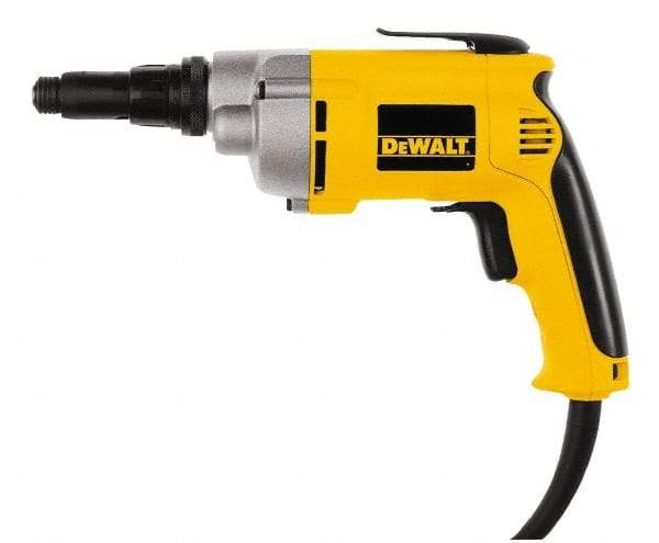 DeWALT - Pistol Grip Handle, 2,500 RPM, 132 In/Lb Torque, Electric Screwdriver - 1/4" Bit Holder, 120 Volts, 6.5 Amps - USA Tool & Supply