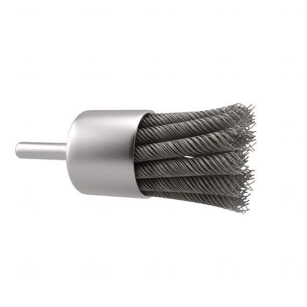 Anderson - 1-1/8" Brush Diam, Knotted, End Brush - 1/4" Diam Shank, 22,000 Max RPM - USA Tool & Supply