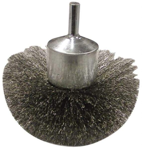 Anderson - 3" Brush Diam, Crimped, Flared End Brush - 1/4" Diam Shank, 16,000 Max RPM - USA Tool & Supply