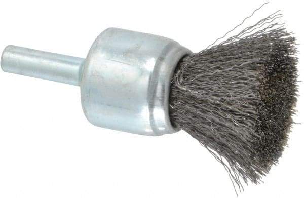 Anderson - 3/4" Brush Diam, Crimped, End Brush - 1/4" Diam Shank, 22,000 Max RPM - USA Tool & Supply