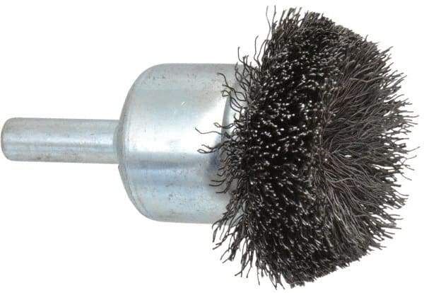 Anderson - 1-1/2" Brush Diam, Crimped, Flared End Brush - 1/4" Diam Shank, 20,000 Max RPM - USA Tool & Supply