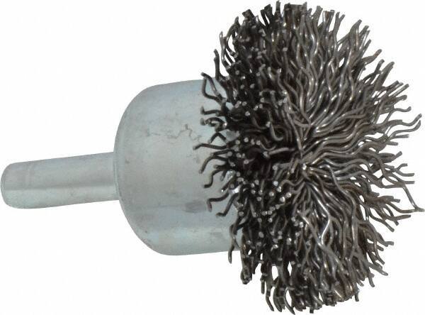 Anderson - 1-1/2" Brush Diam, Crimped, Flared End Brush - 1/4" Diam Shank, 20,000 Max RPM - USA Tool & Supply