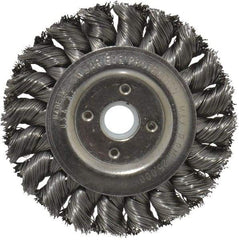 Anderson - 3" OD, 1/2" Arbor Hole, Knotted Steel Wheel Brush - 3/8" Face Width, 5/8" Trim Length, 0.014" Filament Diam, 25,000 RPM - USA Tool & Supply