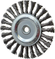Anderson - 6" OD, 5/8" Arbor Hole, Knotted Steel Wheel Brush - 1/2" Face Width, 1-7/16" Trim Length, 0.025" Filament Diam, 9,000 RPM - USA Tool & Supply