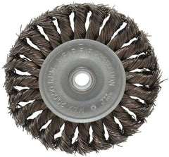 Anderson - 4" OD, 1/2" Arbor Hole, Knotted Steel Wheel Brush - 1/2" Face Width, 1" Trim Length, 0.02" Filament Diam, 20,000 RPM - USA Tool & Supply