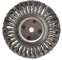 Anderson - 8" OD, 5/8" Arbor Hole, Knotted Steel Wheel Brush - 5/8" Face Width, 1-3/4" Trim Length, 0.016" Filament Diam, 6,000 RPM - USA Tool & Supply