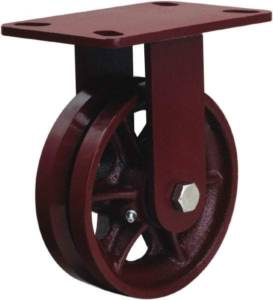 Hamilton - 6" Diam x 2" Wide, Iron Rigid Caster - 1,000 Lb Capacity, Top Plate Mount, 4-1/2" x 6-1/2" Plate, Straight Roller Bearing - USA Tool & Supply