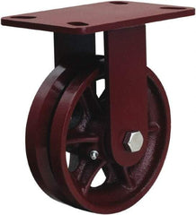Hamilton - 6" Diam x 2" Wide, Iron Rigid Caster - 1,000 Lb Capacity, Top Plate Mount, 4-1/2" x 6-1/2" Plate, Straight Roller Bearing - USA Tool & Supply
