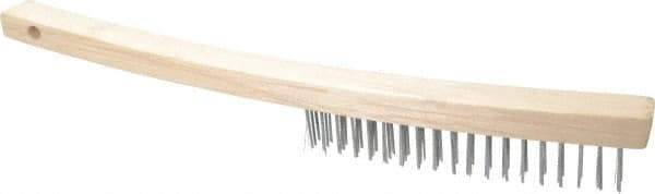 Value Collection - 3 Rows x 19 Columns Bent Handle Scratch Brush - 14" OAL, 1-1/8" Trim Length, Wood Curved Handle - USA Tool & Supply
