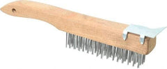 Value Collection - 4 Rows x 16 Columns Shoe Handle Scratch Brush with Scraper - 10" OAL, 1-1/8" Trim Length, Wood Shoe Handle - USA Tool & Supply