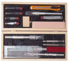 Excel - Hobby Knife Set - 17 Pieces, Includes Deluxe Large Wooden Chest Boxed - USA Tool & Supply