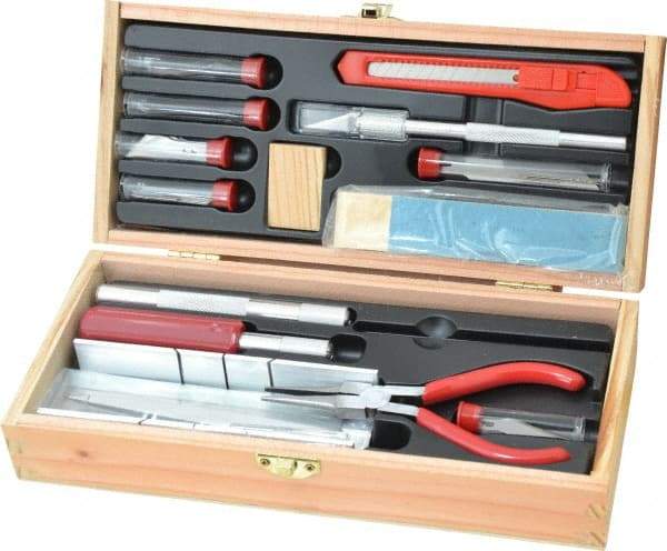 Excel - Ship Modeler's Tool Set - 32 Pieces, Includes Deluxe Large Wooden Chest Boxed - USA Tool & Supply