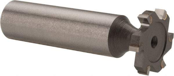 Made in USA - 3/4" Diam x 1/8" Face Width, Carbide-Tipped, 6 Teeth, Shank Connection Woodruff Keyseat Cutter - Uncoated, 2-1/8" OAL x 1/2" Shank, Straight Teeth, ANSI 406, Old Standard 7 - USA Tool & Supply